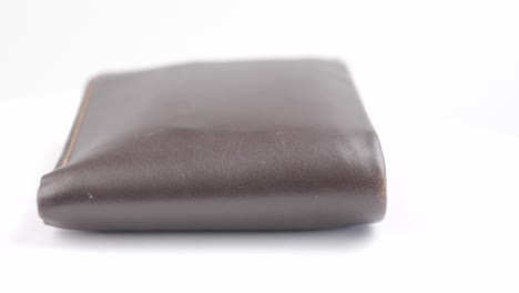 close up of the rotation beautiful male brown leather wallet