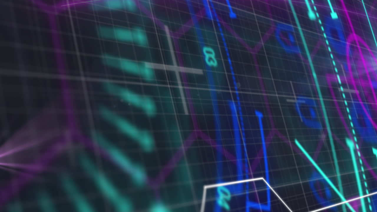 animación de ámbitos y procesamiento de datos sobre pantalla y cuadrícula.