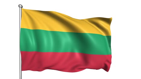 flag of lithuania with fabric structure in the wind (alpha channel, loopable)