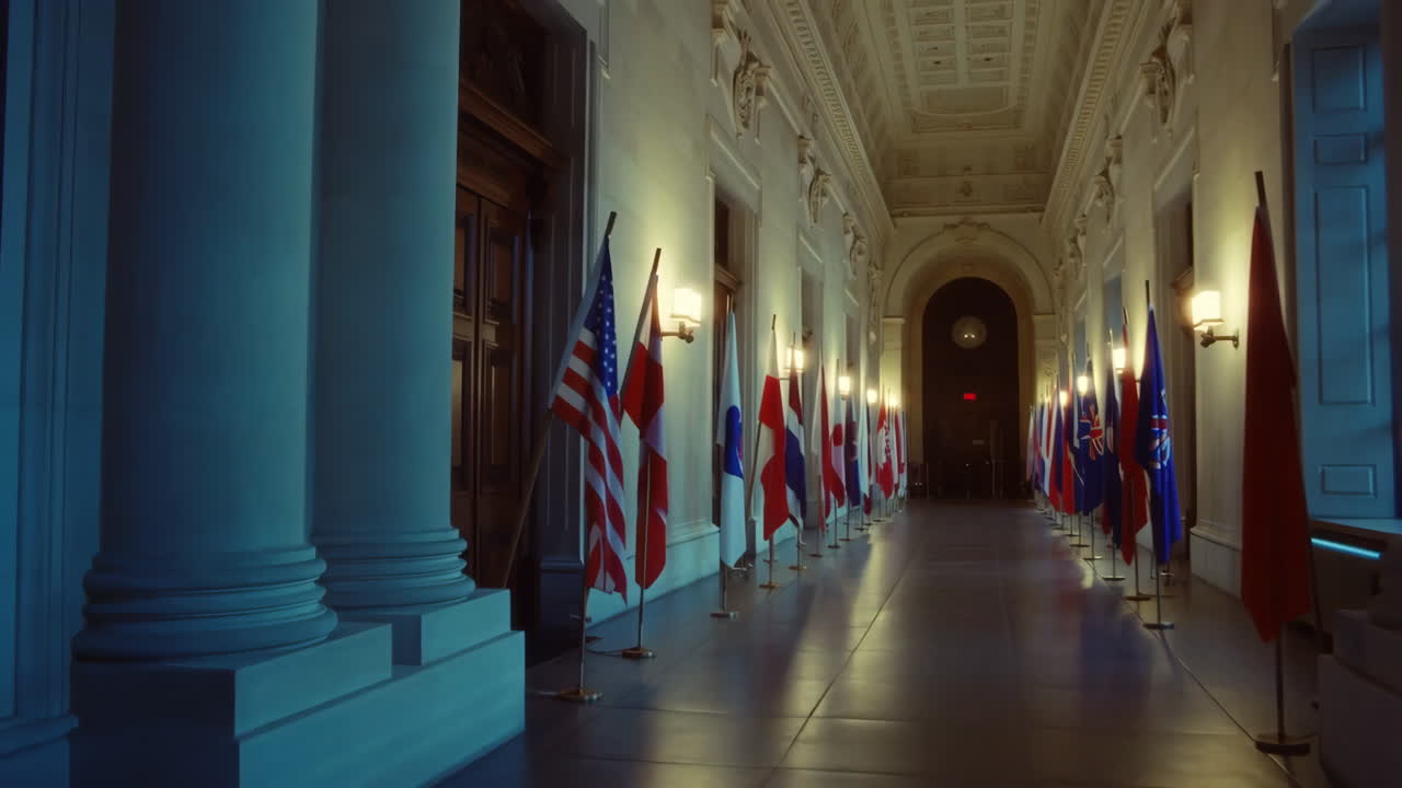 Hallway with International Flags