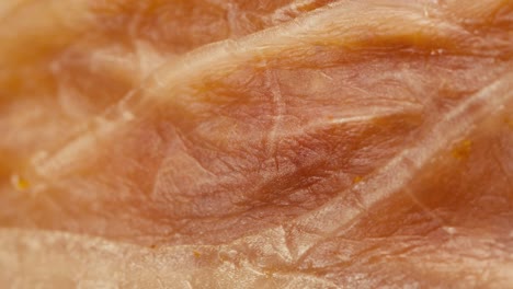 close-up of texture fermented spicy cabbage kimchi with in can. preservation of vegetables in glass jars. fermentation preserved kimchi cabbage with spices macro. asian cuisine.