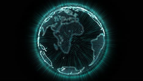 Digital planet earth globe hud particles rotating loop animation with alpha social future network