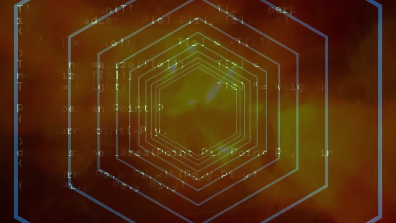 검은 바탕에 있는 데이터 처리 및 디지털 터널의 애니메이션