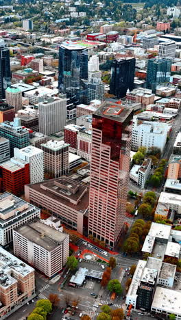 american urban city aerial view. portland streets on drone view. vertical video