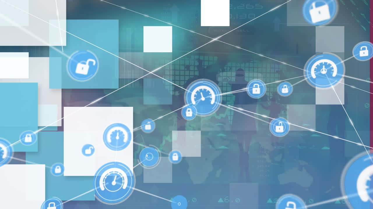 남성 백인 건축가에 대한 아이콘과의 연결 네트워크의 애니메이션