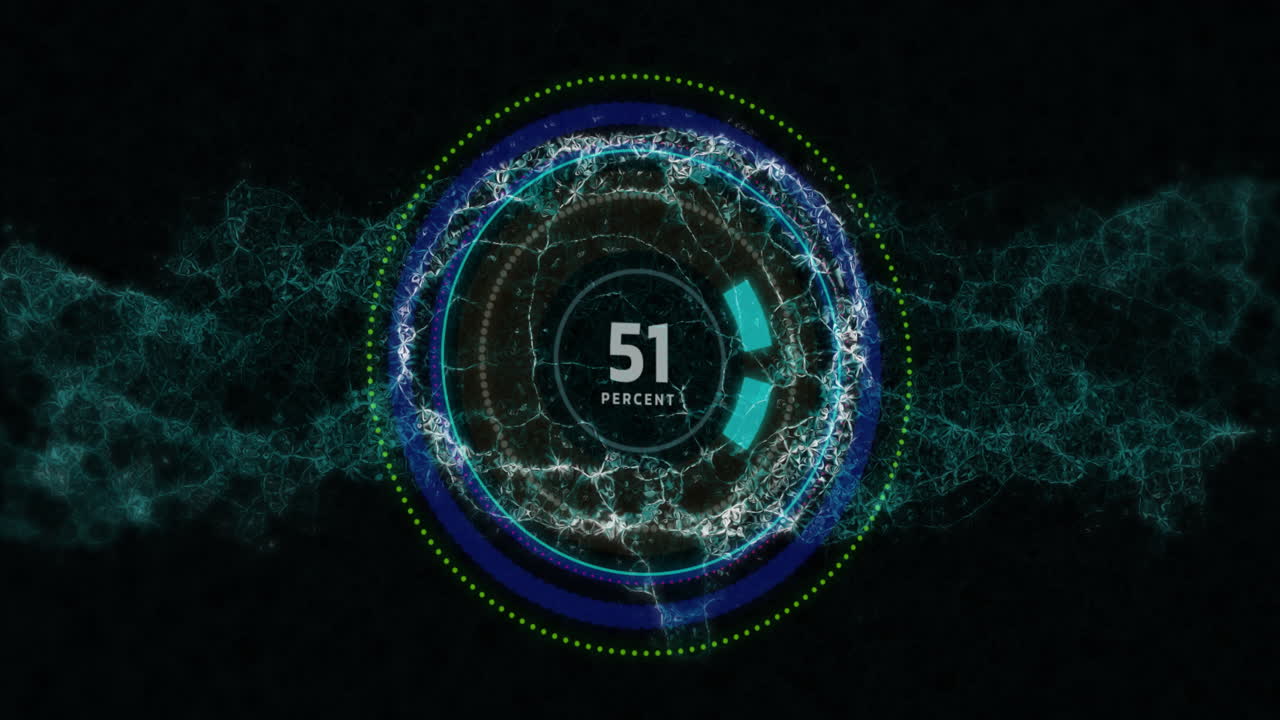Animation of scientific data processing, dna strand and human brain over dark background