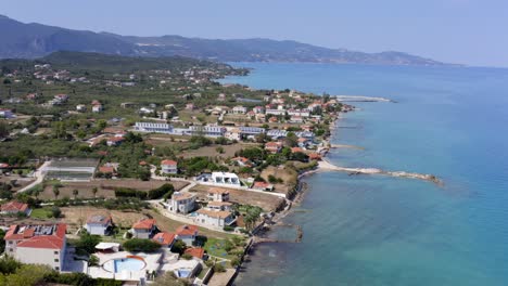 coastal city in a mountainous area drone footage