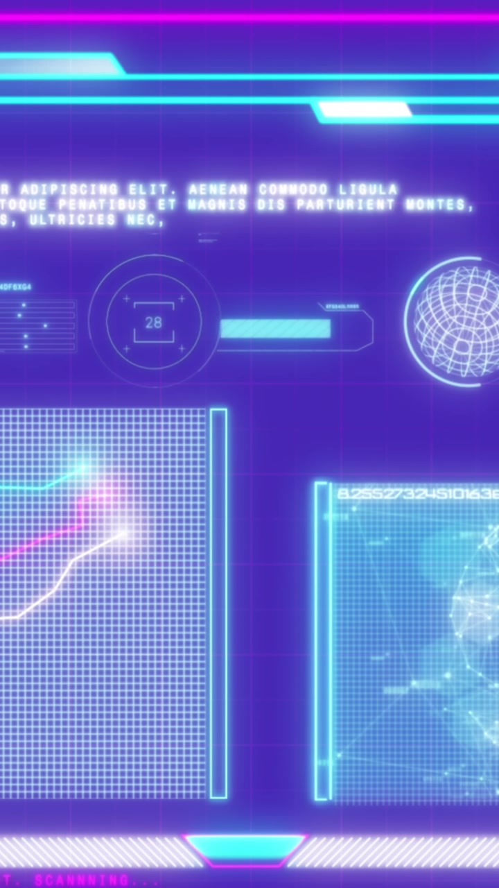 Animation of network of connections and data processing on interface