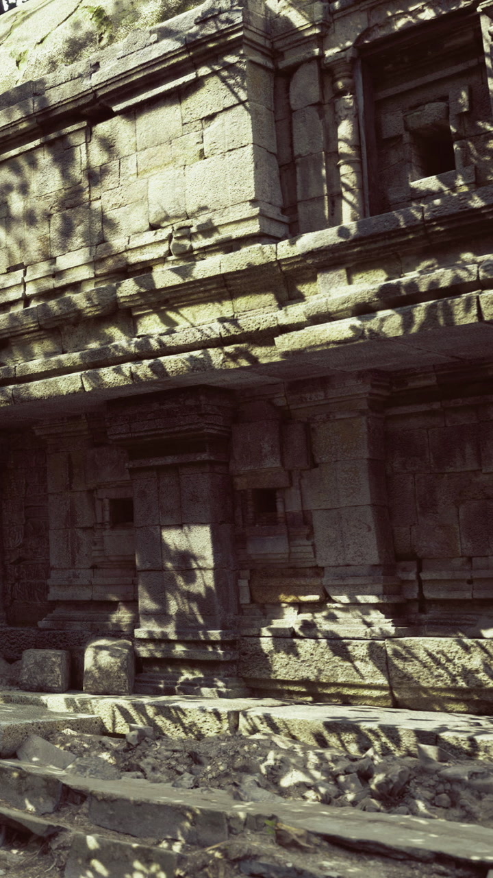 Ancient stone structure embraced by soft sunlight and gentle shadows