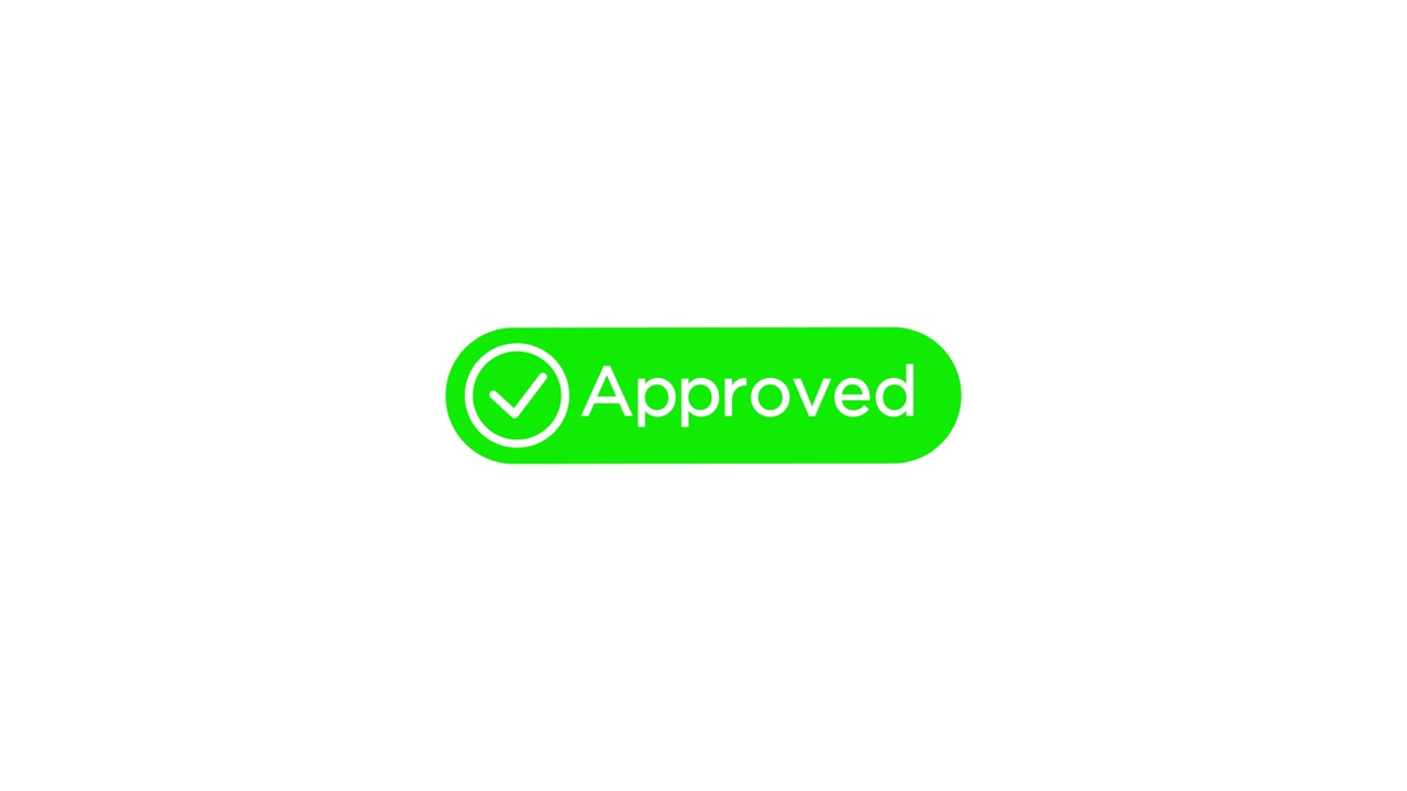 Animated Green Approved Button with Checkmark Icon