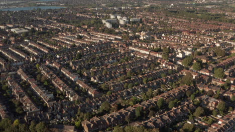 aerial shot over walthamstow suburbs london