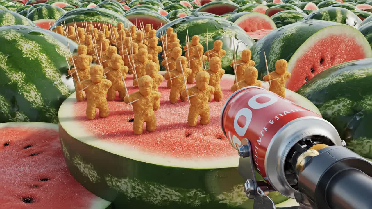 Watermelon with Chicken Nuggets and Coke