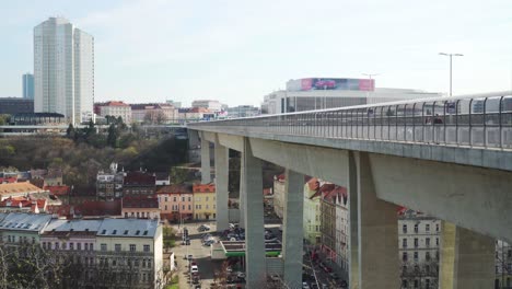 Nusle-bridge-in-Prague,-Czech-Republic-is-the-highest-bridge-in-this-city