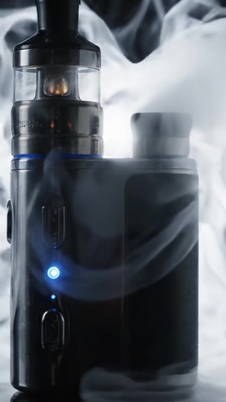 A Sleek, Modern Vape Device Surrounded by Ethereal Clouds of Vapor, Highlighting Advanced Features and a Stylish Design in Two Captivating Frames