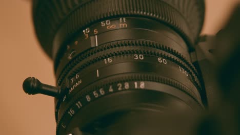 view of working camera lens. television and cinema industry
