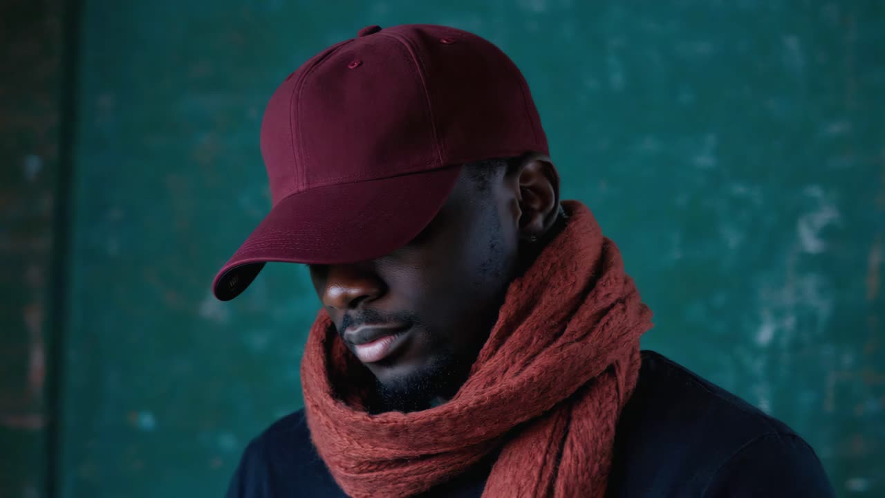 Man with Cap and Scarf Portrait