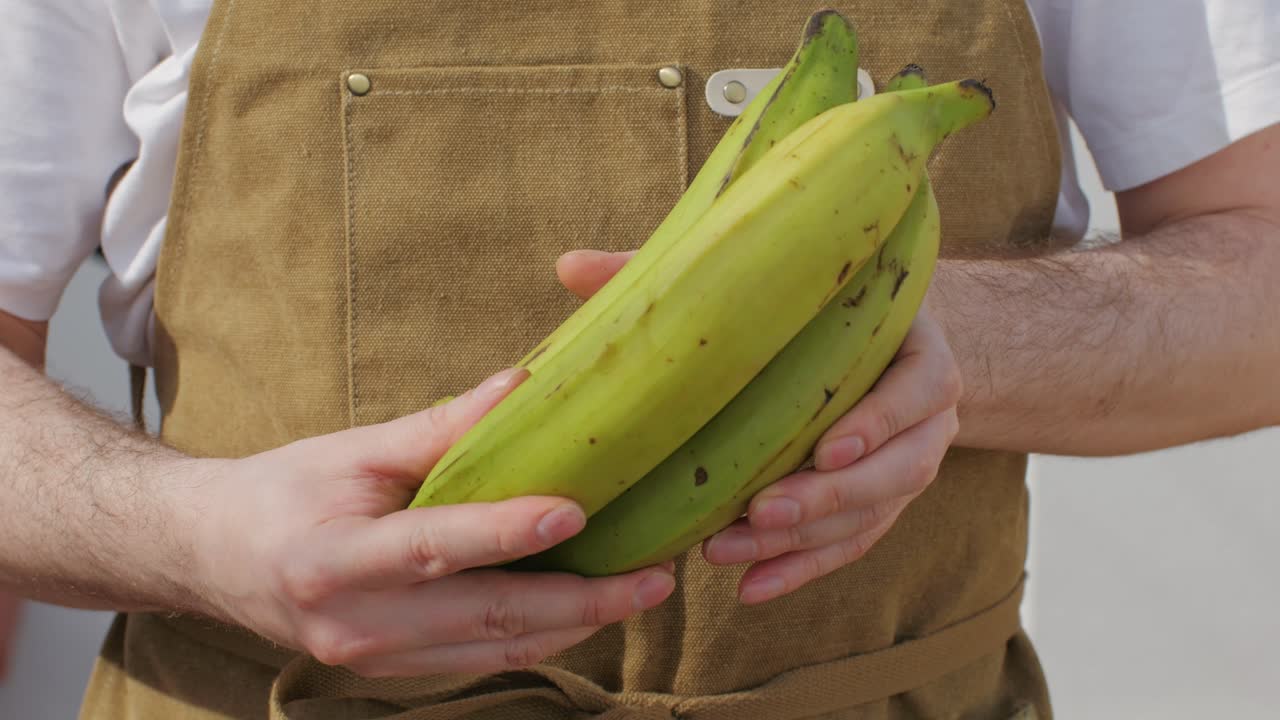 Person Holding Green Bananas