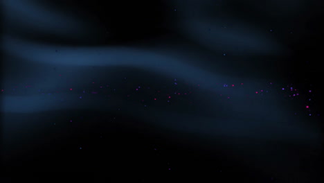 flowing blue waves and pink particles, abstract animation on dark background