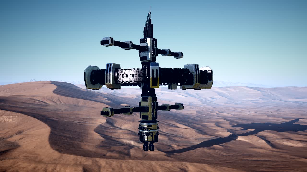 una nave espacial alienígena gira sobre el desierto.