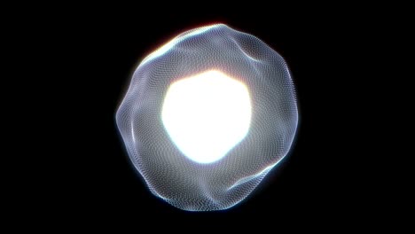 movimiento abstracto esfera colorida de partículas brillantes en fondo negro.