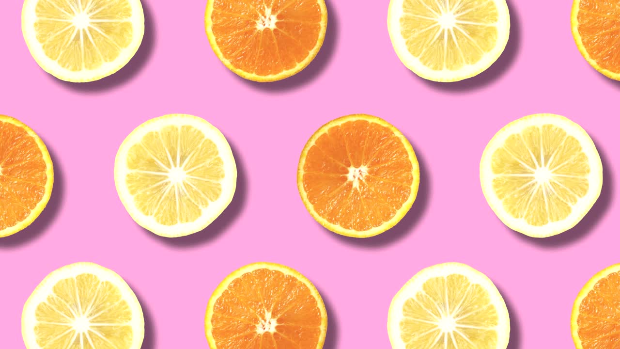 Sfondo pop art continuo con fette vere di limone e arancia