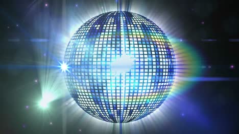 animación de una pelota de discoteca girando sobre puntos de luz