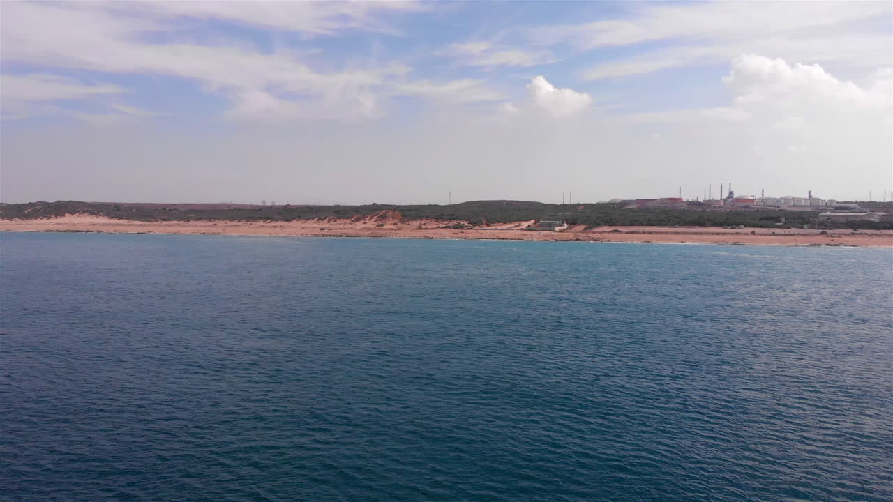 Aerial footage of Mediterranean Sea and Ashdod beach, Israel