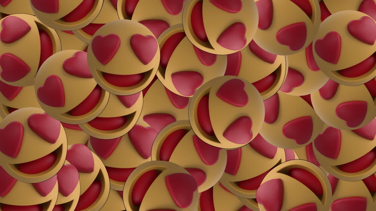 animación de varios emojis que caen sobre un fondo azul