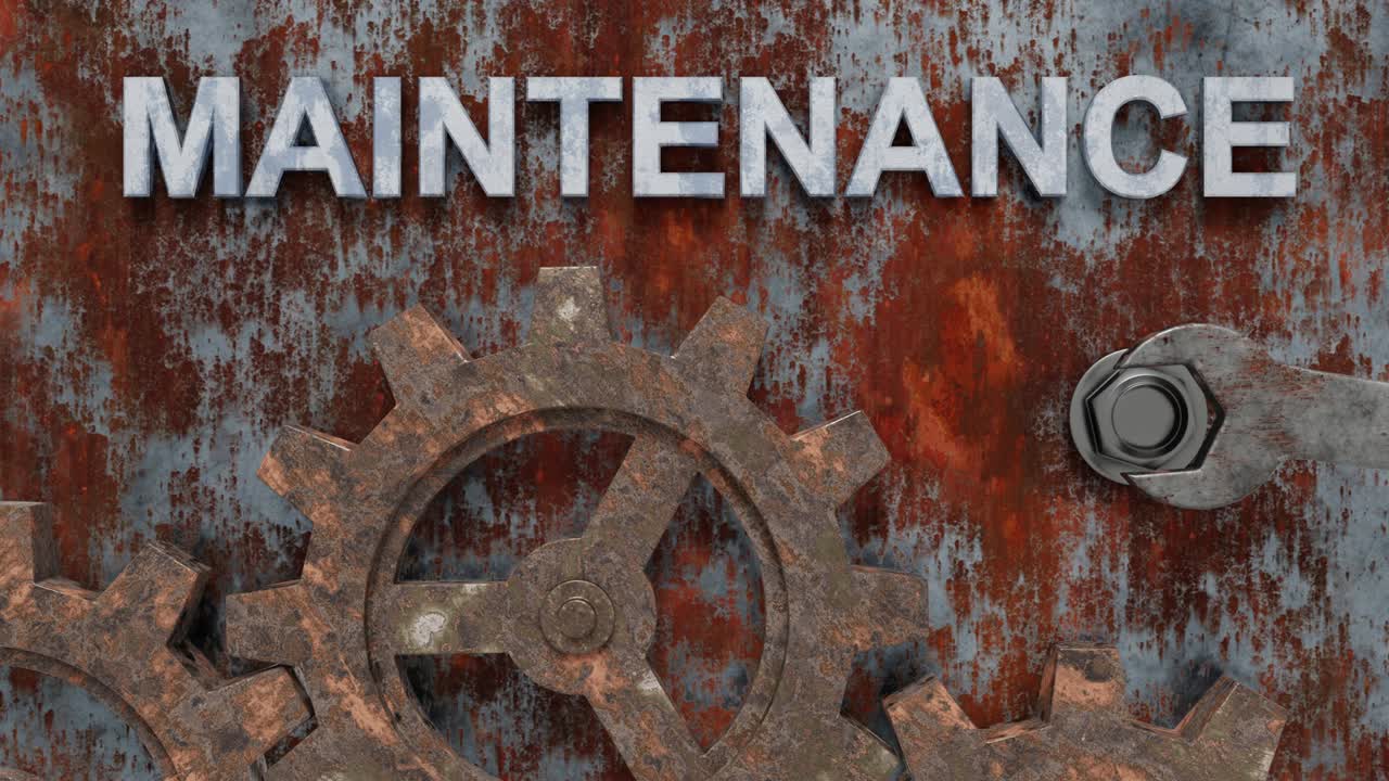 engranajes oxidados con conceptos de mantenimiento. animación 3d con resolución 4k.