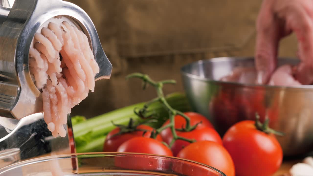 preparación de pollo molido