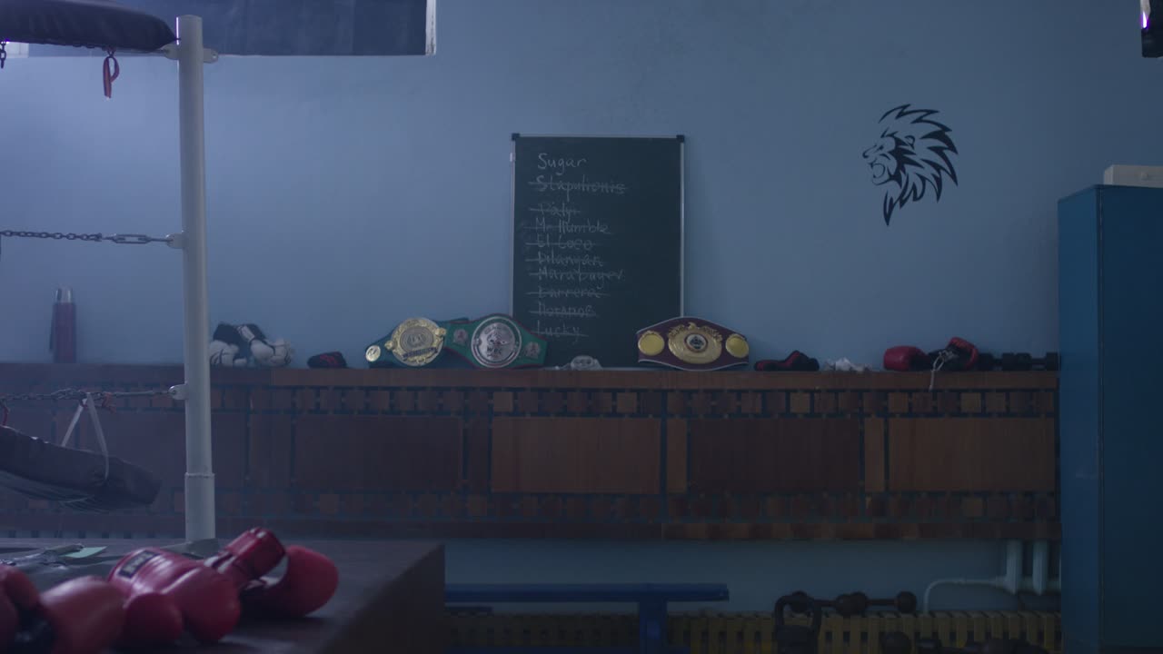 equipo de gimnasia de boxeo y trofeos