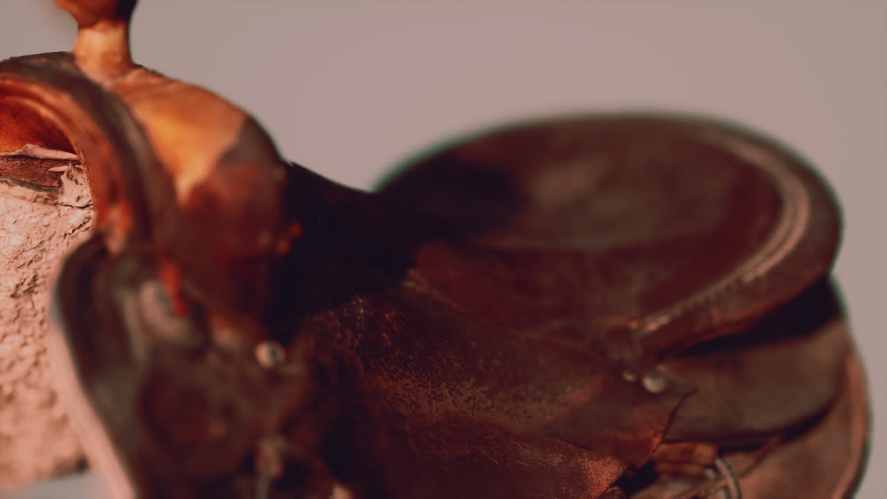 오래된 빈티지 가죽 드레사지 말 의자