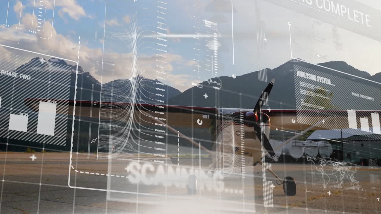 항공기에서 금융 데이터 처리의 애니메이션