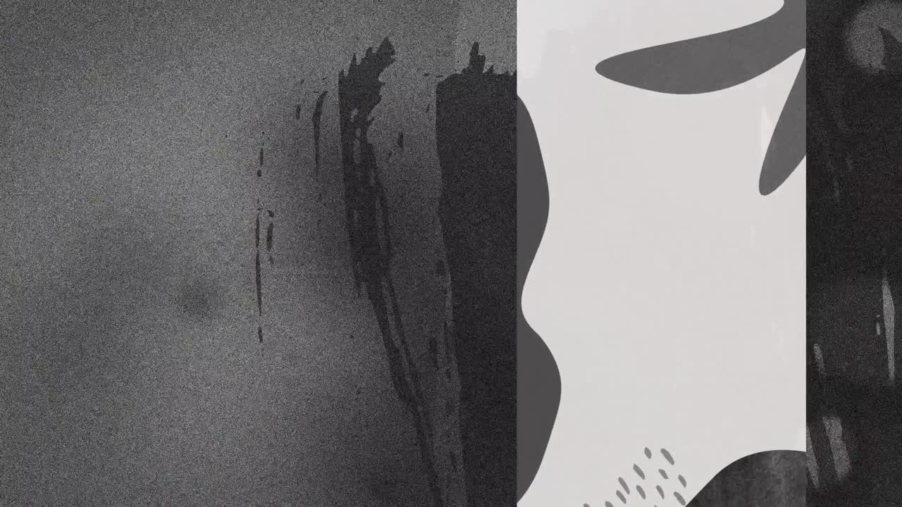 수직 하 ⁇  패널과 움직이는  ⁇ 힌 회색 배경에 회색 잎 모양의 애니메이션