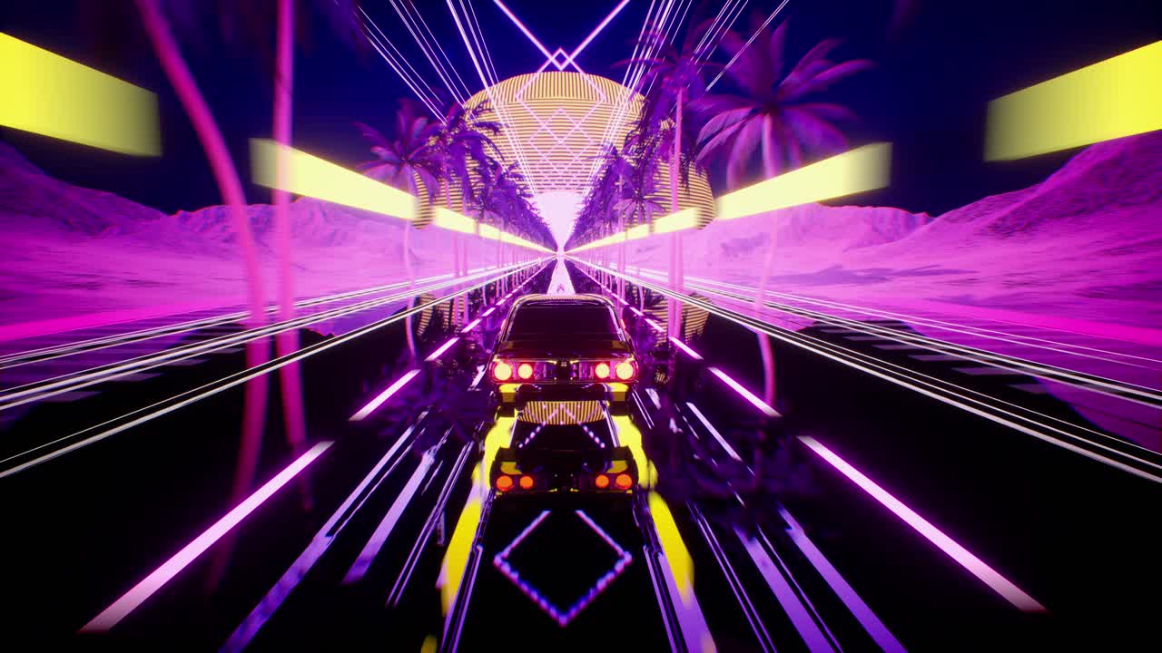 Synthwave Retro Futuristic Road Trip