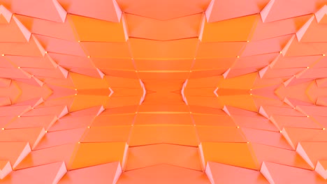 abstracto simple fondo 3d en color gradiente naranja, estilo low poly como fondo geométrico moderno o entorno matemático con efecto caleidoscópico. 4k uhd o fullhd bucle sin costuras.v17