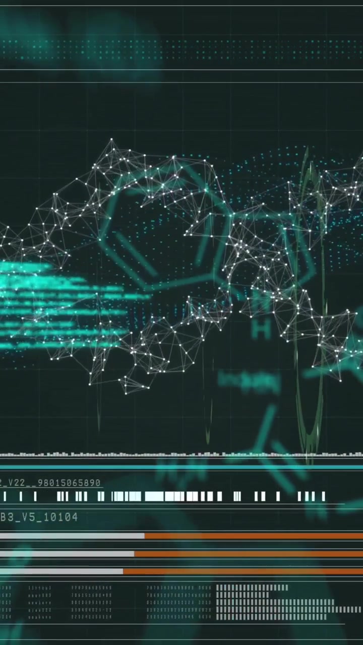 Animation of circular scanner over dna network and processing data