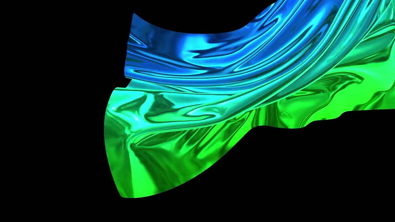 Foil with blue green gradient flies off the screen. 4k fabric transition or pulling off screen metallic foil. Use luma matte as an alpha channel for a festive appearance on the screen. 29