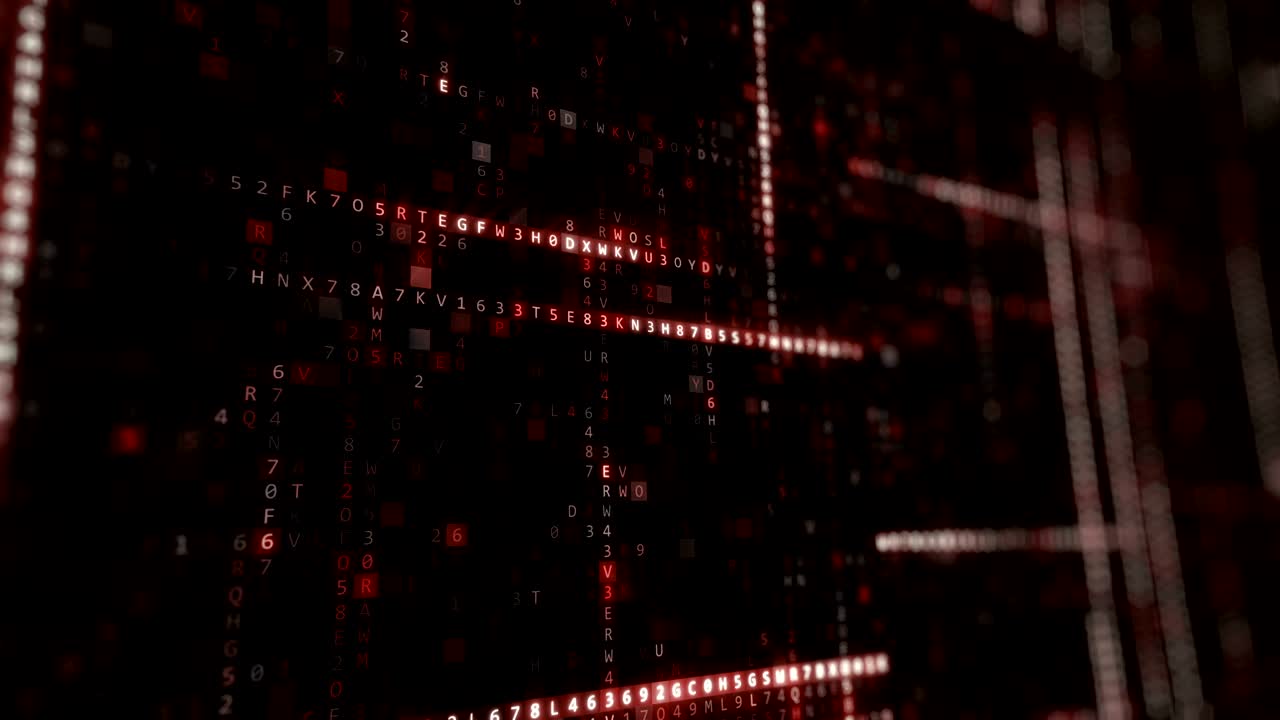 Randomly generated computer hexadecimal machine code abstract technological background of a seamless loop