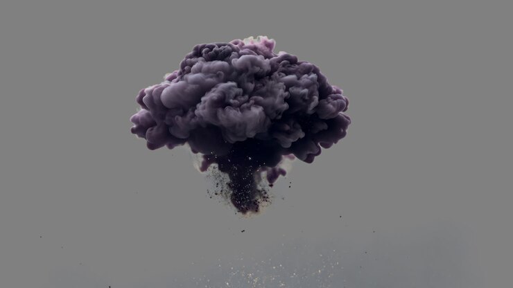 Dark explosive cloud formation art animated overlay, transparent 4K video, alpha channel, ProRes