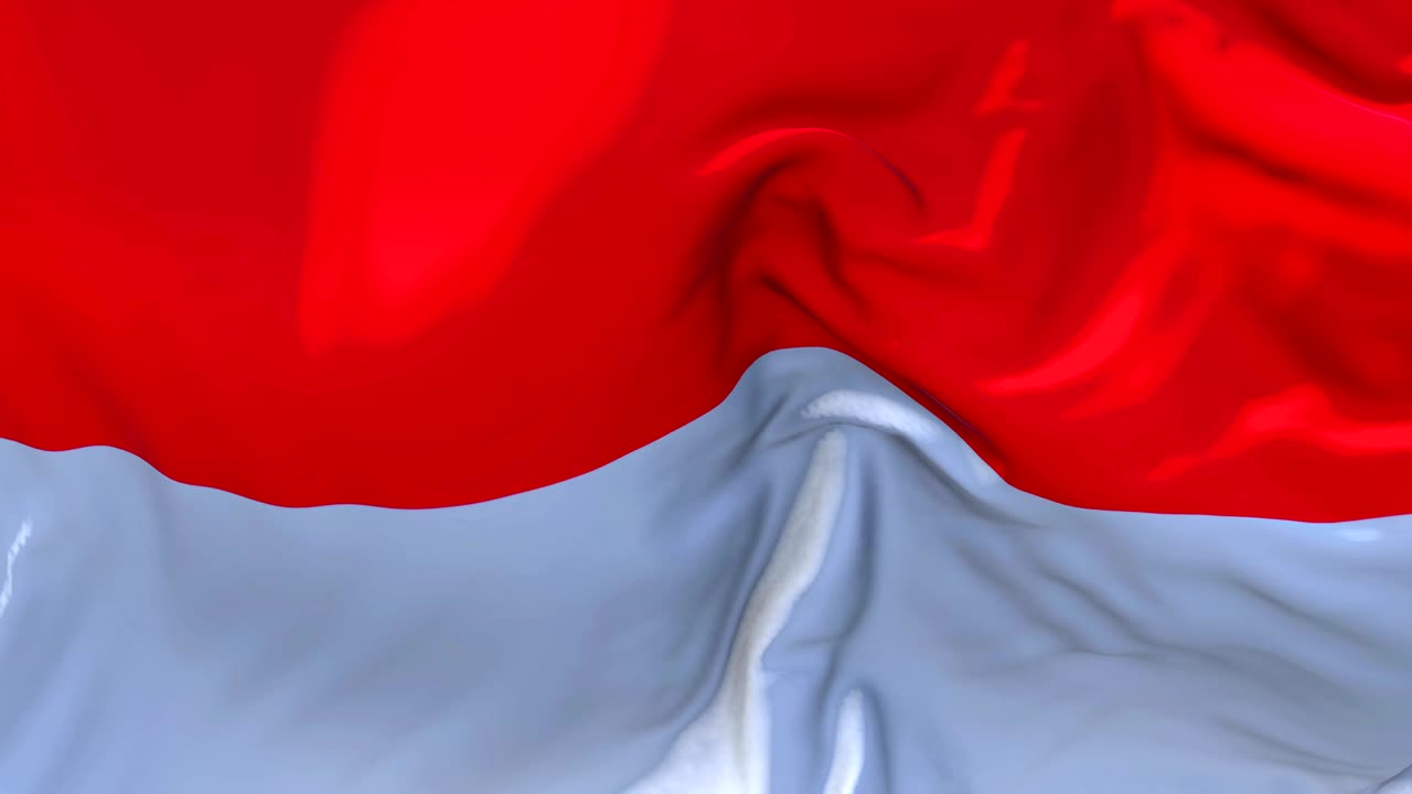 Animazione al Rallentatore della Bandiera di Monaco che Sventola al Vento. Bandiera con Texture di Tessuto Realistica 4K che Sventola Dolcemente in una Giornata Ventosa Sfondo in Loop Continuo Senza Interruzioni