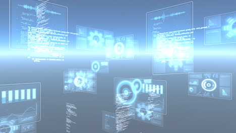 animation of scopes scanning, statistics recording and data processing on screens