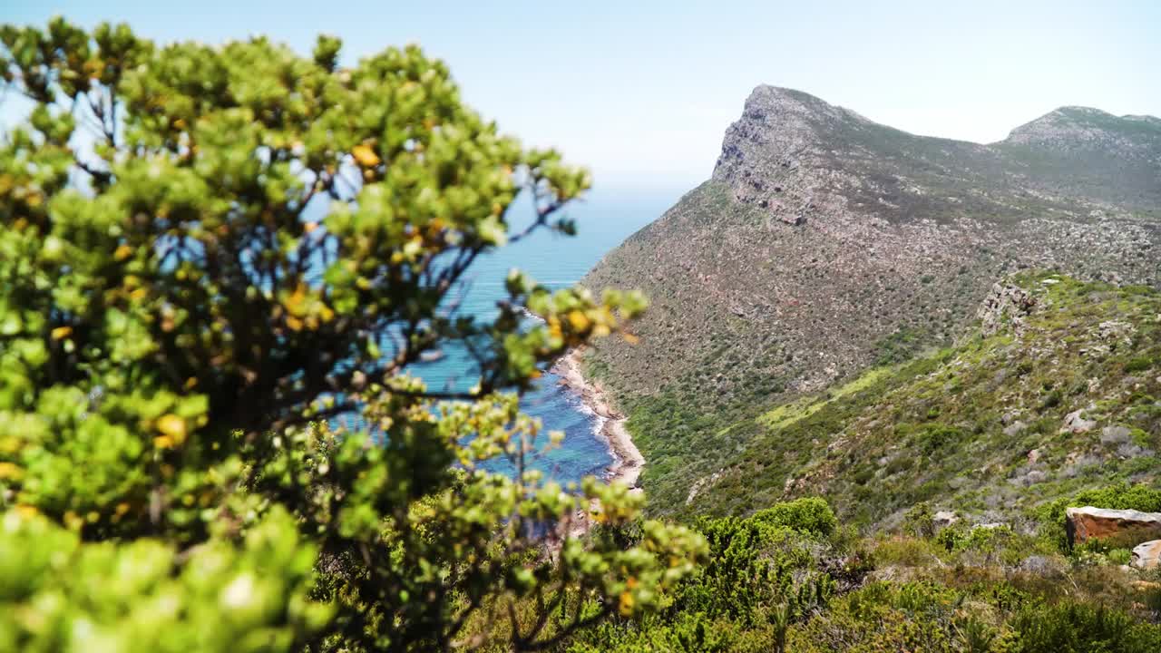 Vista sull'oceano dalla cima di Cape Point nella Penisola del Capo, Sudafrica