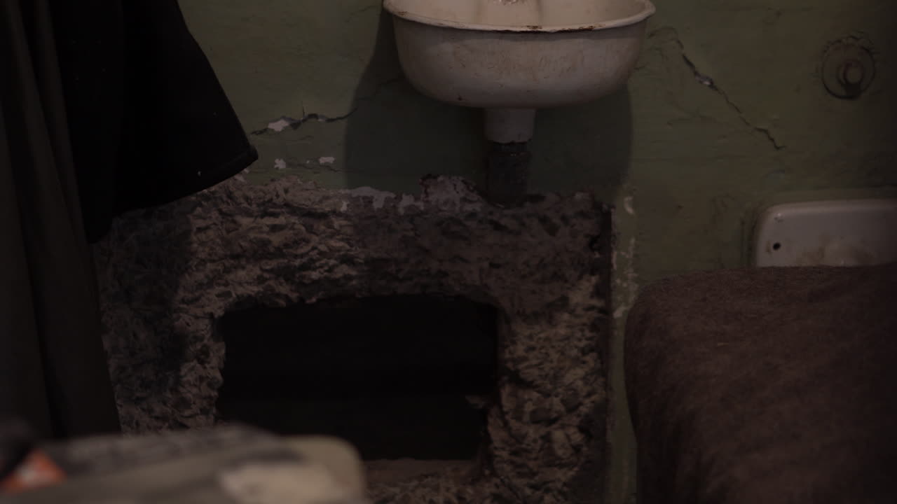 Alcatraz Prison Details, Escape Hole Under Sink in Cell Wall. California USA