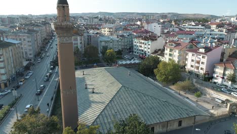 aerial view of sivas great mosque in turkey. 4k footage in turkey