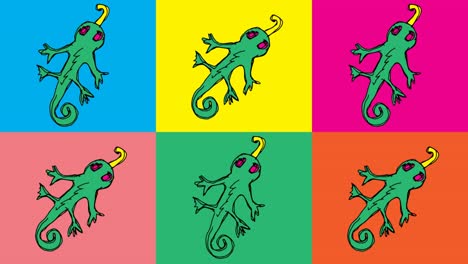 kids drawing pop art seamless background with theme of chameleon