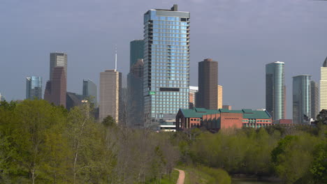 Vista-De-Drones-Del-Bayou-De-Búfalo-Y-El-área-Del-Centro-De-Houston