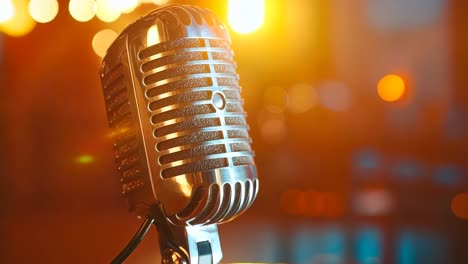 a microphone sitting on top of a table in front of a microphone