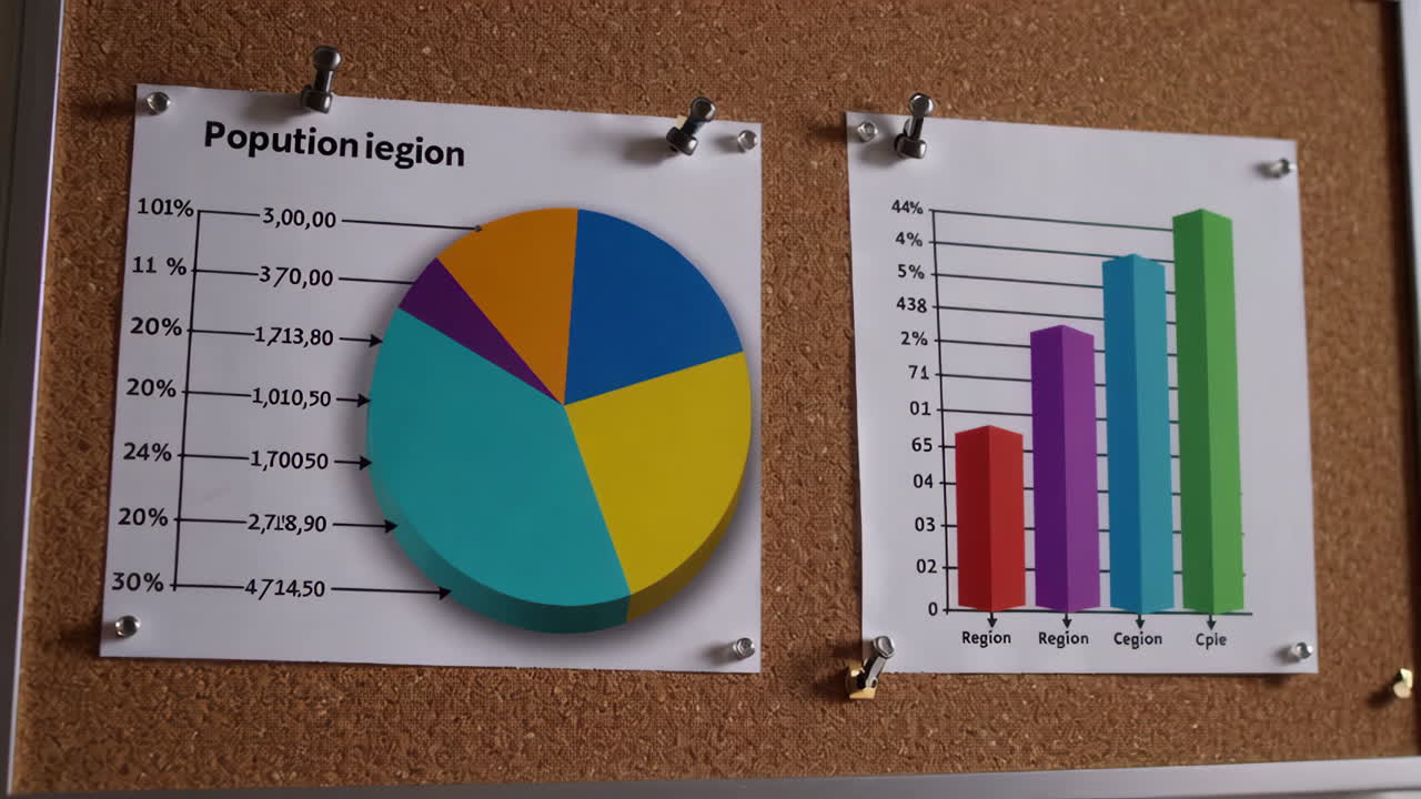 Population Region Charts on Corkboard