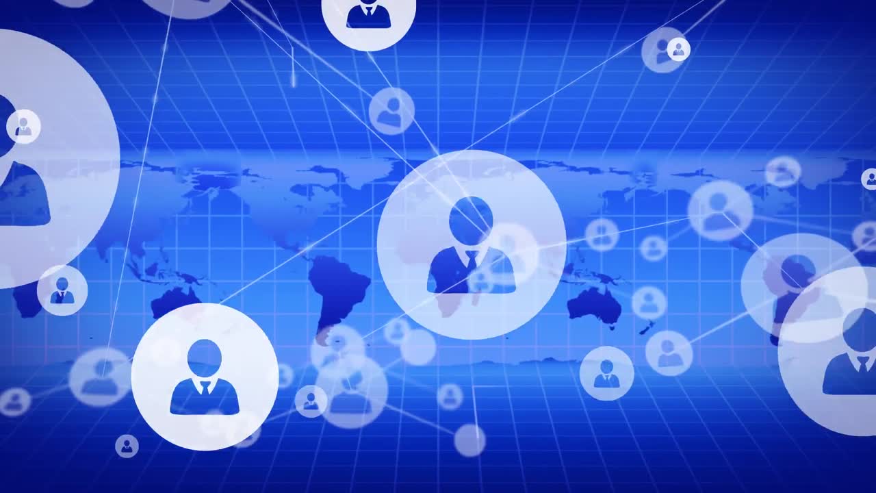 파란색 배경에 연결 네트워크의 애니메이션